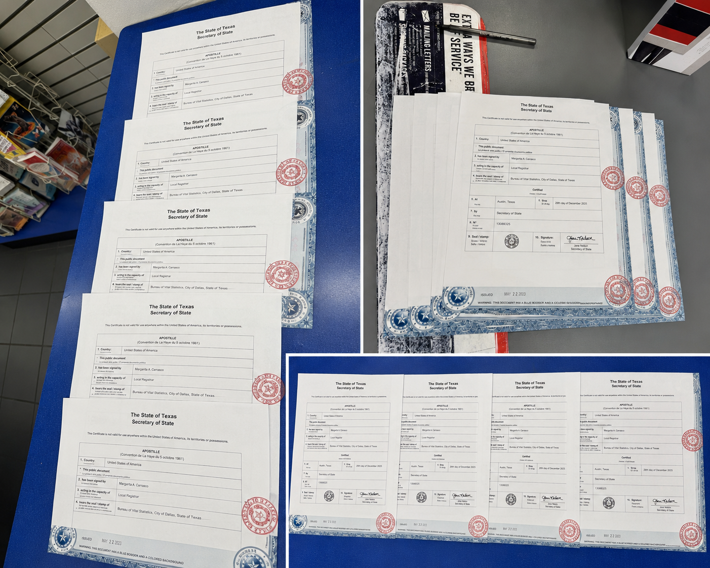 Apostillas del Estado de Texas certificadas